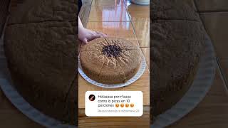 COMO CORTAR EN 10 UN BIZCOCHO 👍 #facil #pasteles #postres #comida #donas #comohacer #facil #cocina