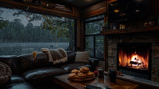 Window Serenity| Rain and Fire Ambiance for Relaxation and Stress Reduction