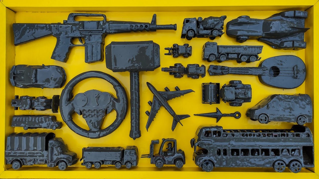 Membersihkan Mainan Mobil Polisi, Truk Tangki, Truk Molen, Bus Telolet, Kereta Api, Tank, Excavator.