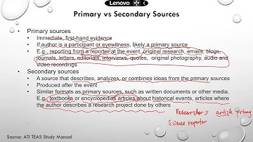 ATI TEAS READING review/practice questions: Lesson 14 Primary sources