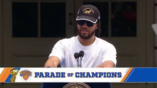 MVP Jalen Brunson speech to the crowd at the City Hall ceremony