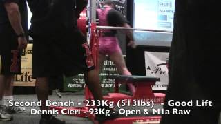 Dennis Cieri Benches 523 lbs Raw at 2013 USAPL Bench Press Nationals