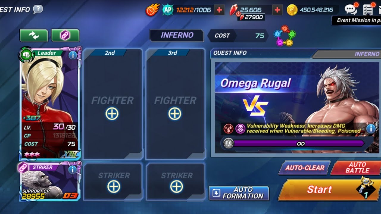 KOFAS~Guild Raid Inferno Rugal Solo UE Ash A3 648B