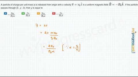 A particle of charge per unit mass α is released from origin with a velocity