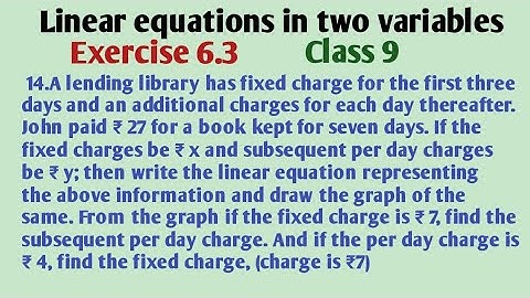 Linear Equations in two variables Class 9 Exercise 6.3 14 th problem/ Class 9 Graphs/ Exercise 6.3