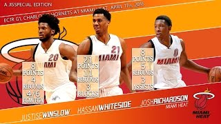 2016 04 17 EC1R G1 Hornets vs Heat Winslow Whiteside Richardson Highlights 37 PTS