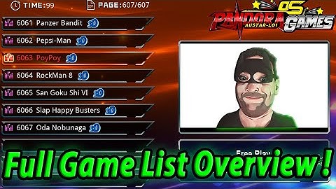 Pandora Games OS - 6067 - Full Game List Overview