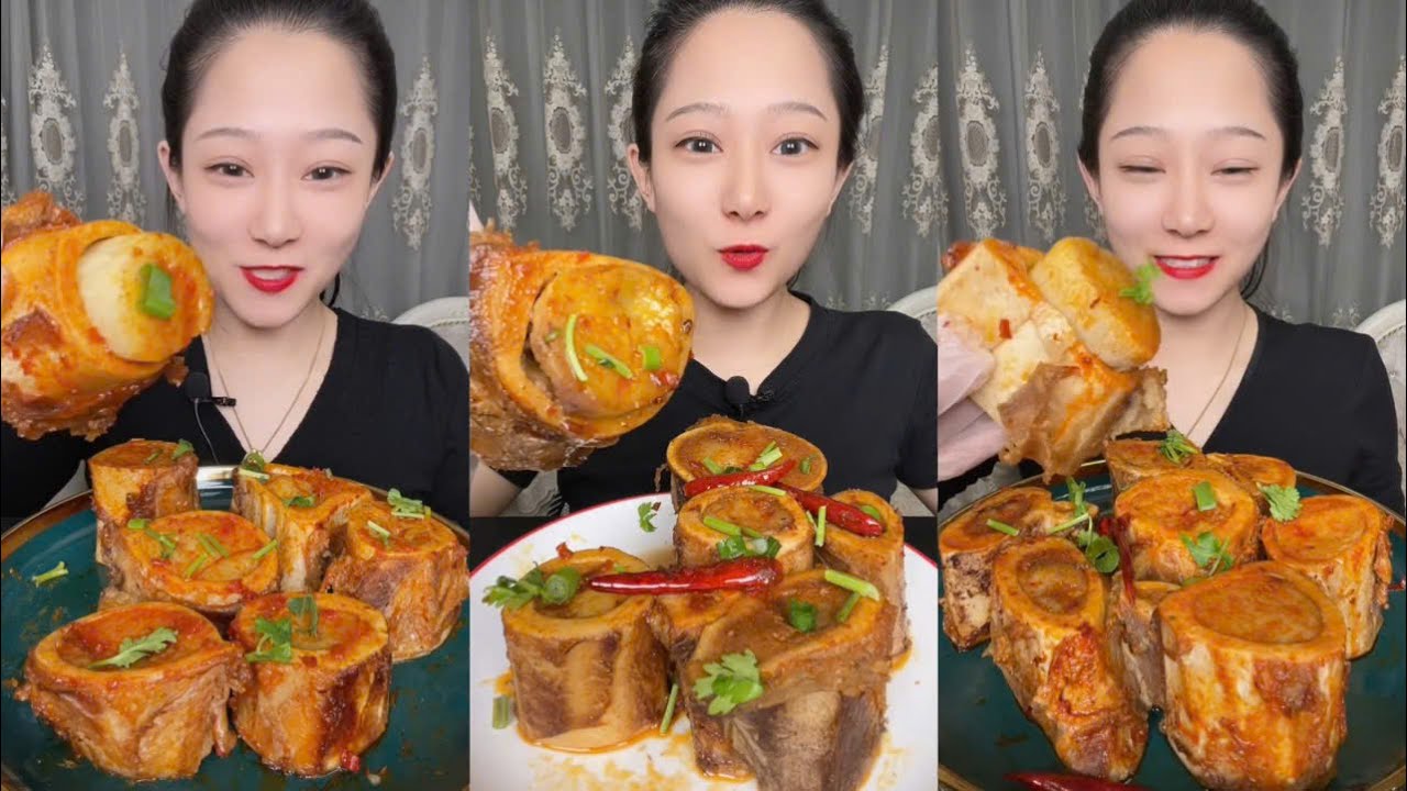 Asmr mukbang eating bone marrow - full 2 hours long - alice food 