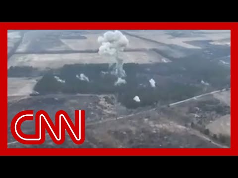 Video shows bomb strike on Russian forces in forest
