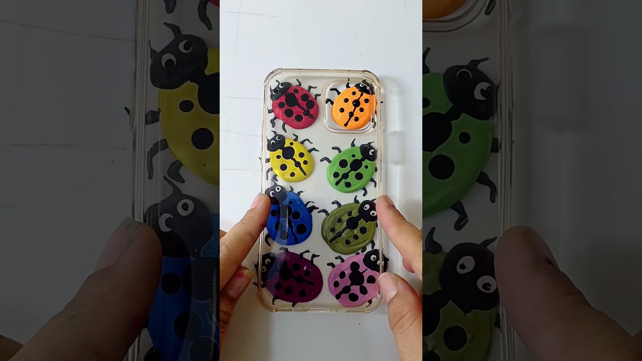 Satisfying Phone case Painting with  Rainbow colour ladybugs || 