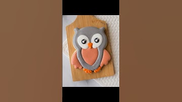 Owl cookie with royal icing; this was part of a favorite animals birthday set #cookiedecorating