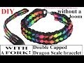 HOW TO MAKE DOUBLE CAPPED DRAGON SCALE BRACELET WITH A FORK. WITHOUT RAINBOW LOOM