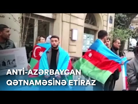 Fransa Senatı qarşısında anti-Azərbaycan qətnaməsinə etiraz məqsədilə aksiya keçirilib