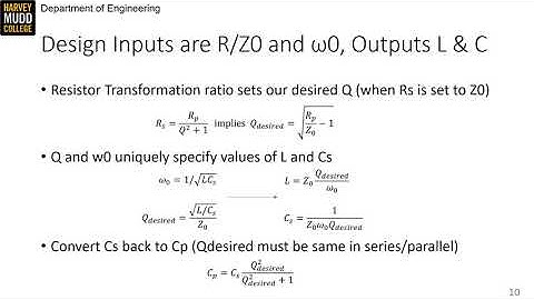 HMC E157 Lec08 V02 L Matching Network Design Equations