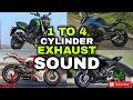 1 TO 4 CYLINDERS Bike Exhaust Sounds w/ Fly By