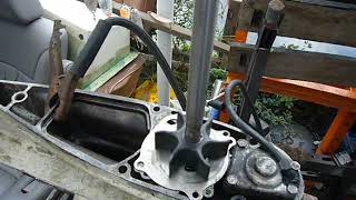 Making a hose coupler to spin test hydro-electric shifter on 85hp Evinrude leg