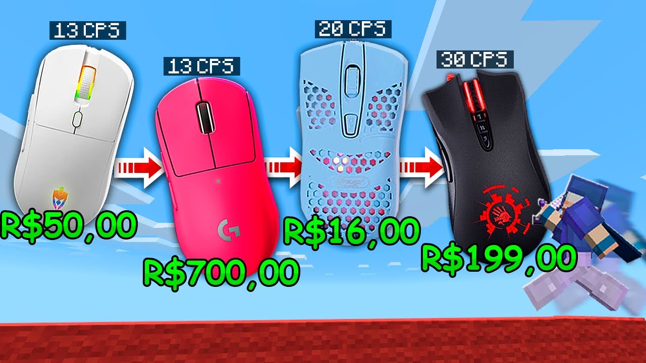 testando MOUSES no MINECRAFT! (do mais barato ao mais caro)