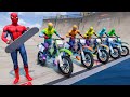 Spider-Man Racing Motorcycle - Spiral Skateboard Ramp Challenge - GTA V MOD