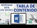 Tabla de Contenido en Word con Normas APA