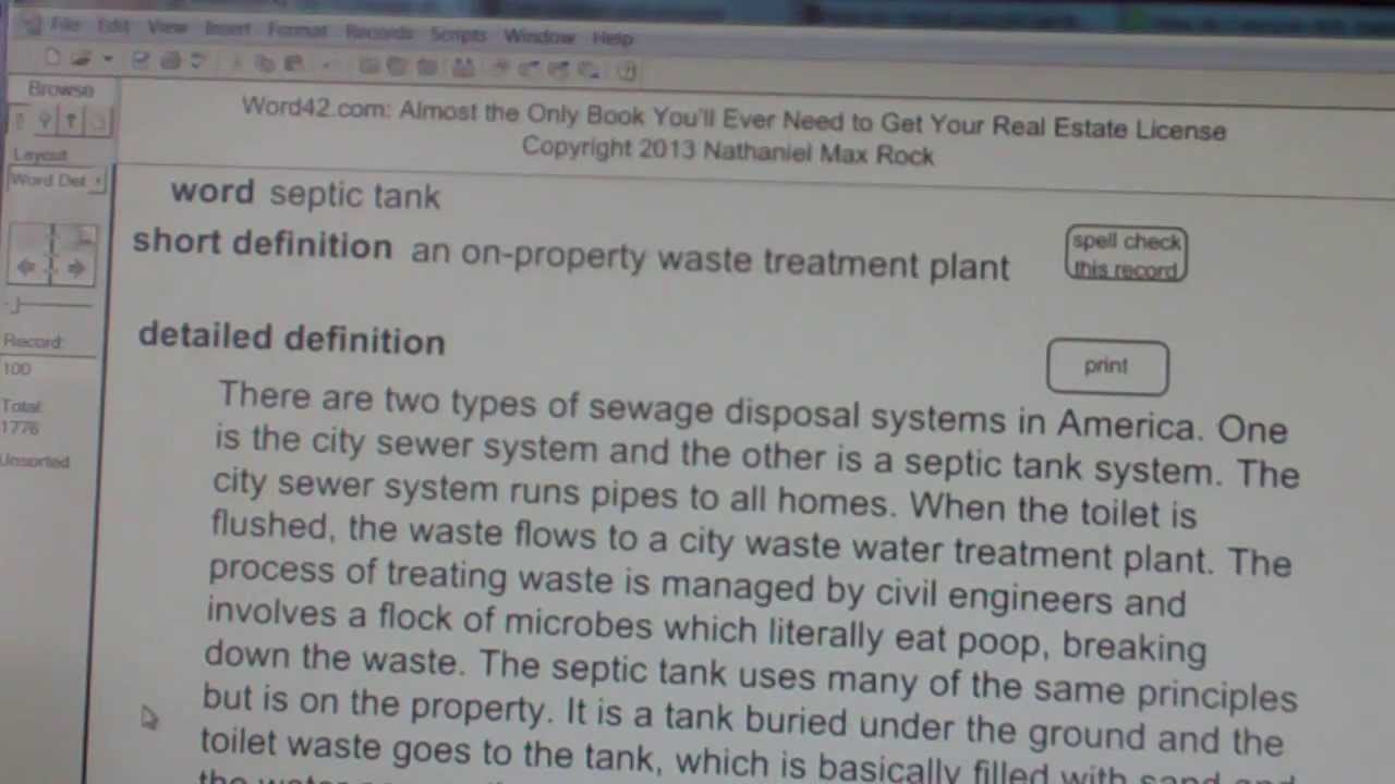 septic tank Real Estate License Exam Study Guide