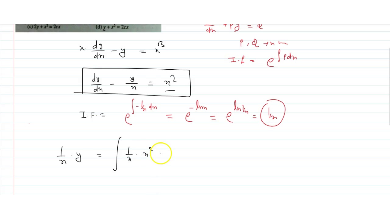 The Differential Equation X Dy Dx Y X 3 Has The General Solution Youtube The Differential Equation X Dy Dx Y X 3 Has The General Solution Youtube