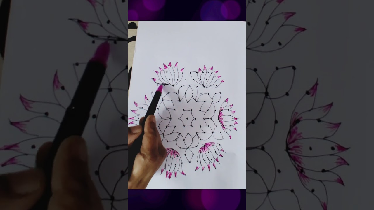 13*7  dots new floral  design   #trending #lotus 🪷🪷rangoli #artwork  👌👌👌subscribe 🙏