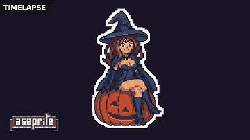Pixel Art Timelapse – Witch on a Pumpkin