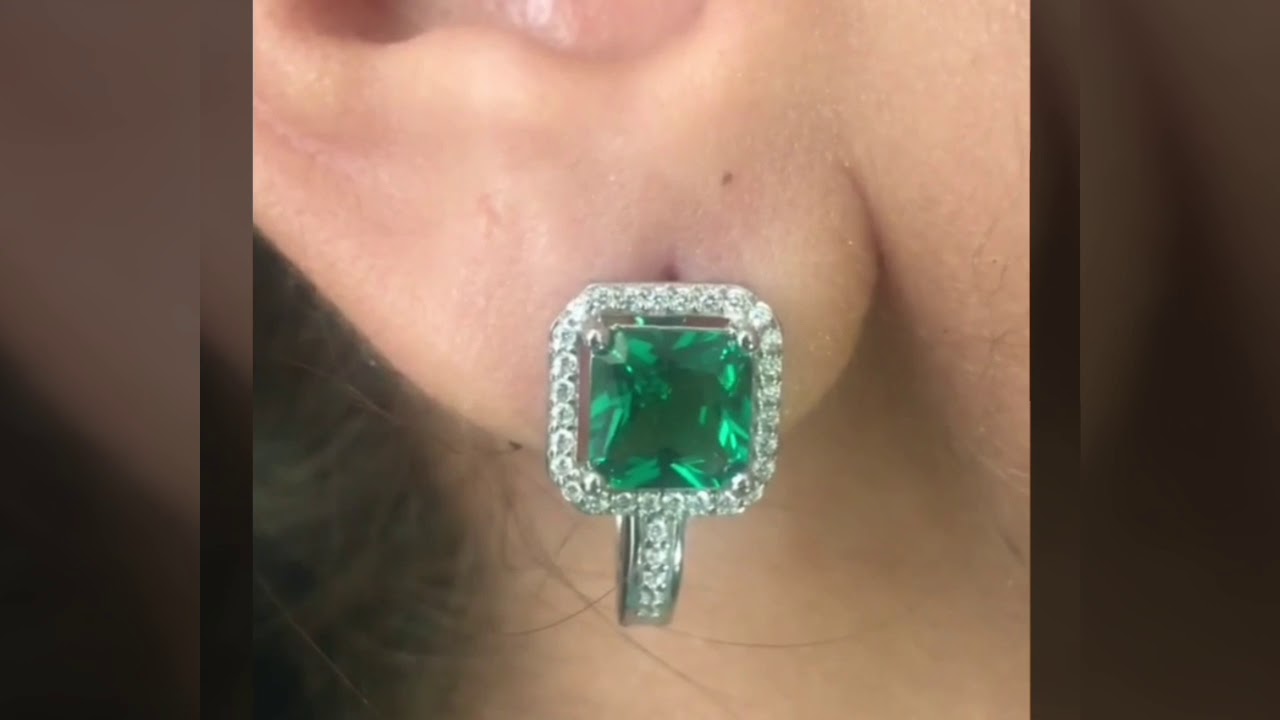 Silver Emerald Green Earrings