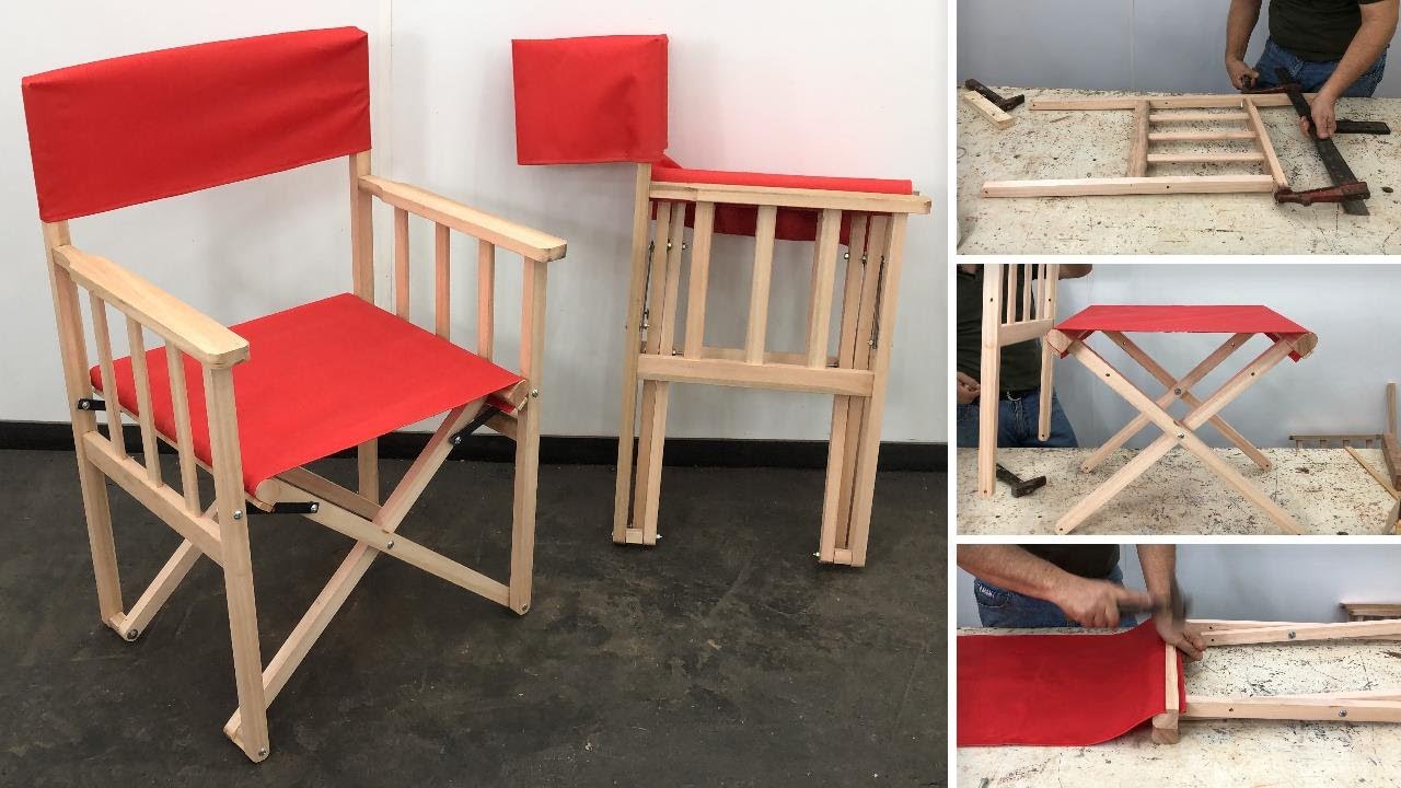 Silla plegable en madera y tela, para los niños