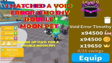 Saber Simulator I HATCHED A VOID ERROR TIMOTHY DOUBLE MOON PET OP STATS