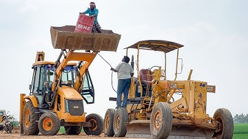 JCB 3DX Helping to Power Start the Excavator and Fuel Filling of Komatsu Grader and Jcb205 Excavator