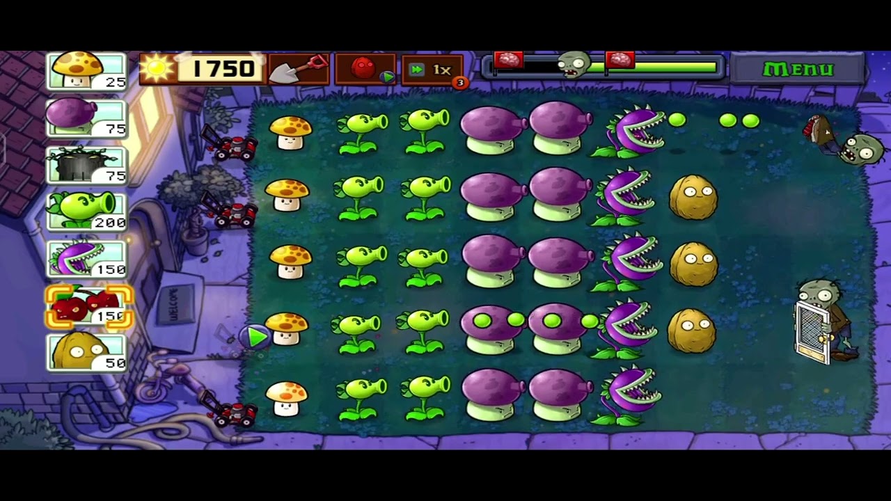 Plants vs zombies x super mario level 14 grave buster eating entire grave