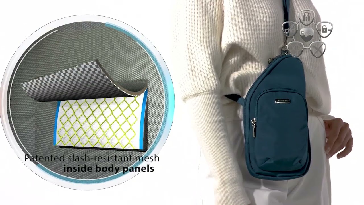 Travelon 43485 Anti Theft Essentials Mini Asymmetric Crossbody