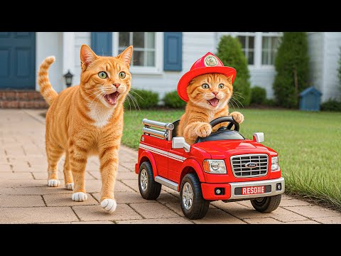 Mama Cat Helps Ginger Kitten Train As A Firefighter Heartwarming Story 