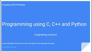 Lecture 10 - Pointers