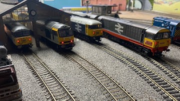 Abbots Newton Layout running session. Type 5 Diesels.