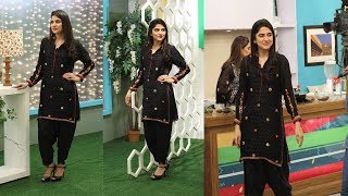 Sanam Baloch Wearing Black Dress Looking Beautiful In Sama Morning Show