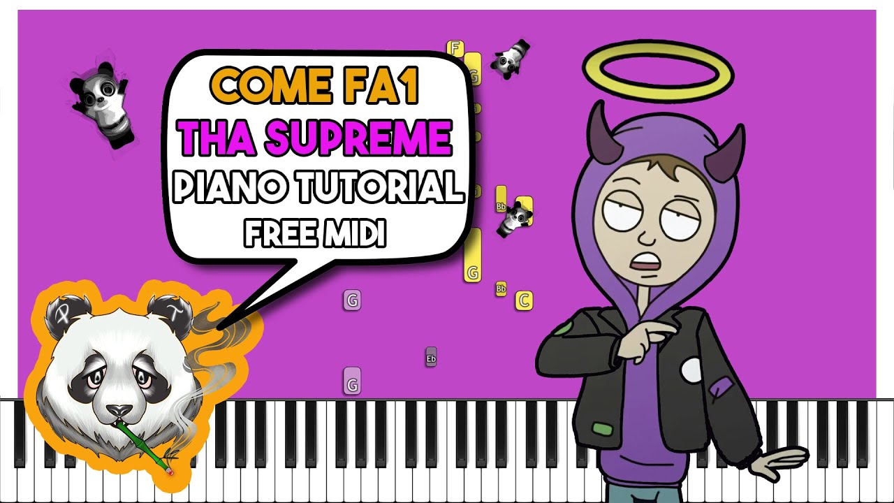 THA SUPREME - COME FA1 - INSTRUMENTAL Piano Tutorial (FREE MIDI)