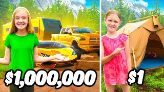 $1 vs $1 MILLION Camping! Trinity vs Madison