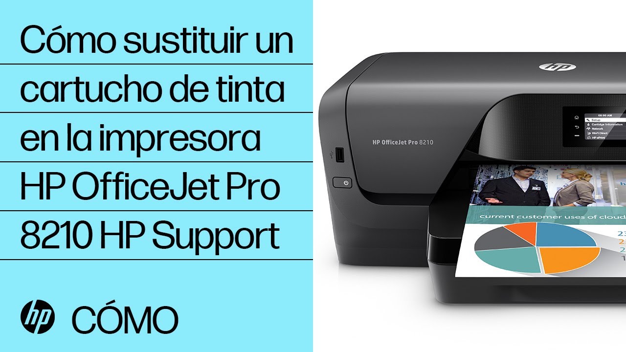 Cómo sustituir un cartucho de tinta en la impresora HP OfficeJet Pro 8210 |  HP OfficeJet | HP - YouTube