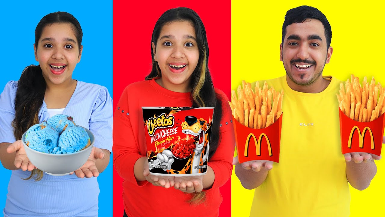 एक ही रंग का खाना पुरे दिन खाने का चैलेंज