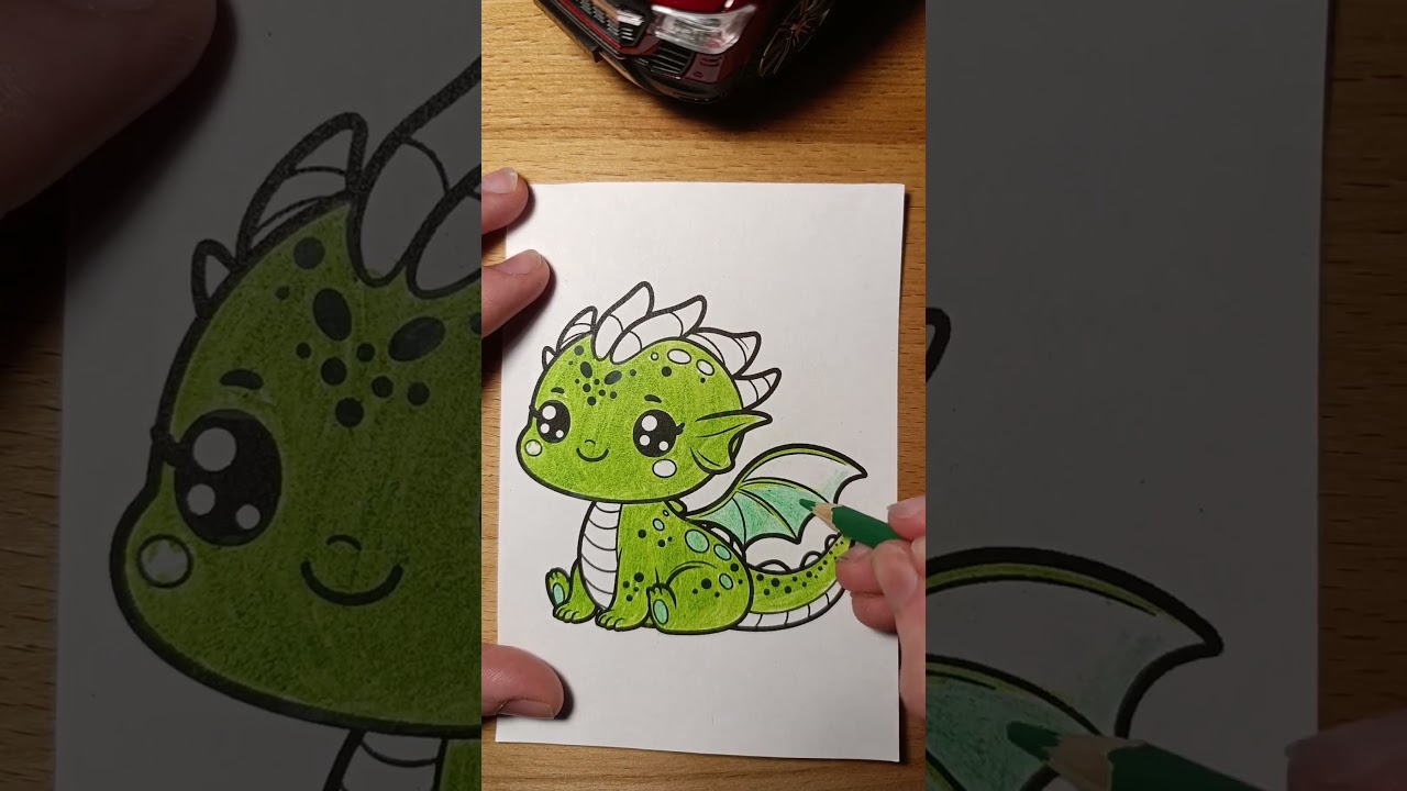 Coloring cute little dragon