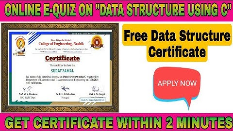 Online Quiz on "Data Structure using C" I Free Data Structure Certificate I Digital Classroom