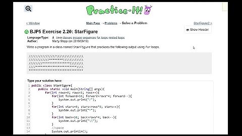 Java Practice It || 2.20 StarFigure || nested for loops