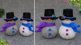 Without knitting!  Wonderful Snowmen made from yarn☃️Even a beginner can do it🎄Christmas decor DIY❄️