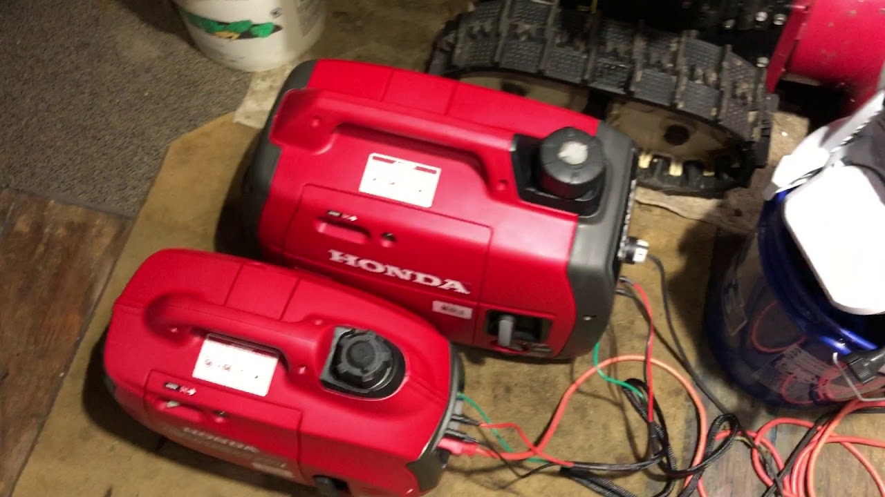 Honda EU2200i and a EU1000i in parallel sharing a load YouTube