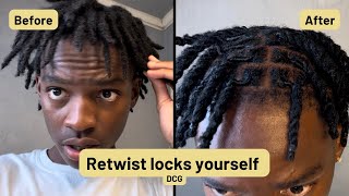 HOW TO RETWIST LOCS YOURSELF | Palm rolling method | two strand twist