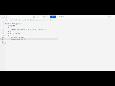 Day 5|Program T o check weather the person is eligible to caste vote or not | JavaScript