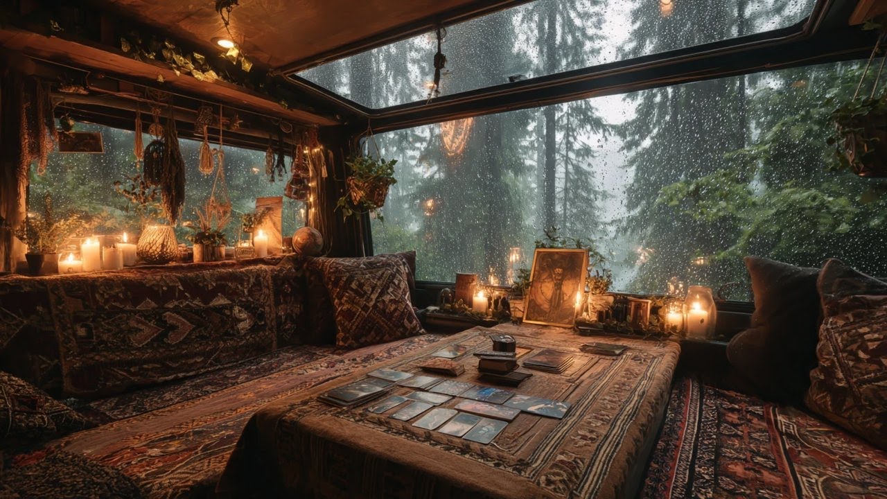 Rainy Night Inside a Cozy Camper Van  | Forest Rain Sounds for Deep Sleep (10 Hours)
