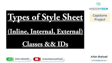 Cascading Style Sheet: Inline Internal External CSS Classes and IDs in Urdu by Arfan Shahzad